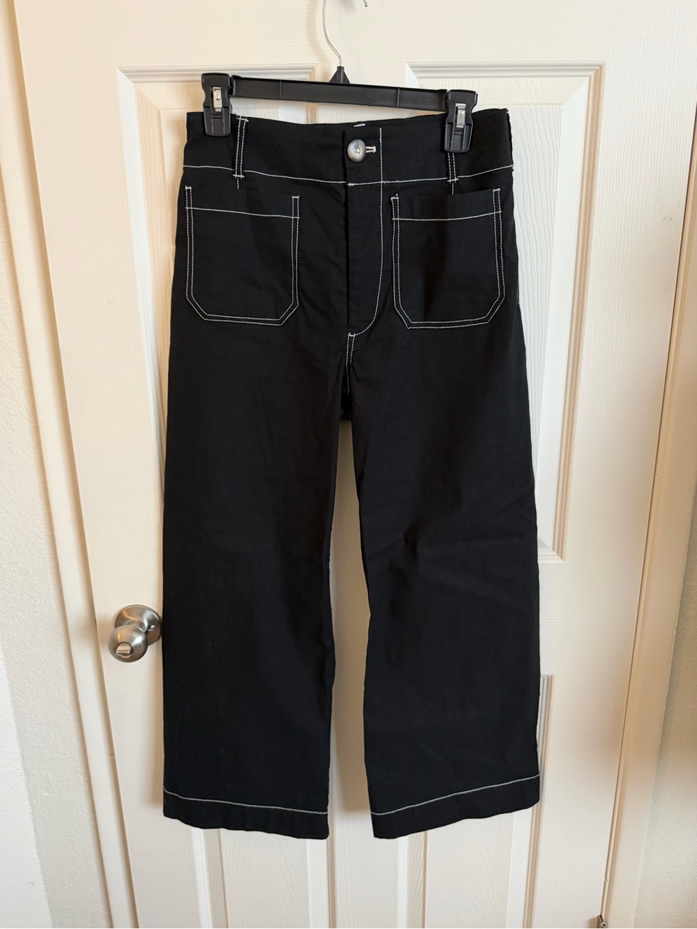 Maeve Colette Crop Wide-leg pants. Size 27 White Topstitching